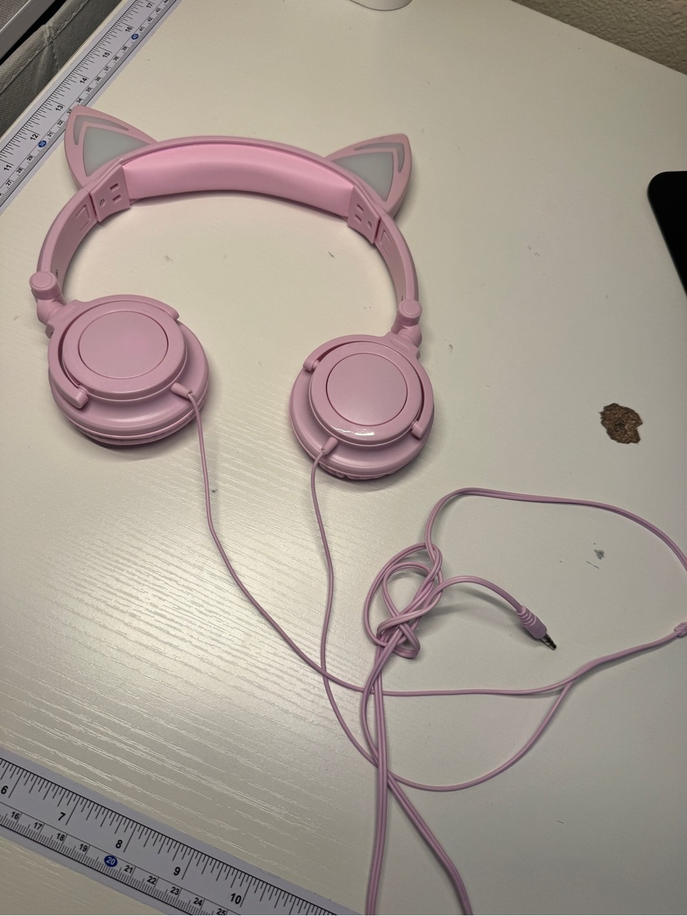 Pink Cat Ear Wired Headphones - Cute On-Ear Stereo Headset